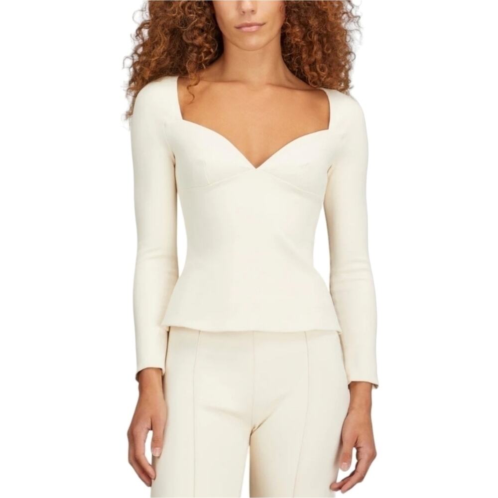 Rosetta Getty Parchment Ivory Scuba Sweetheart Neck Top Size Large NWT $695 - Picture 2 of 16